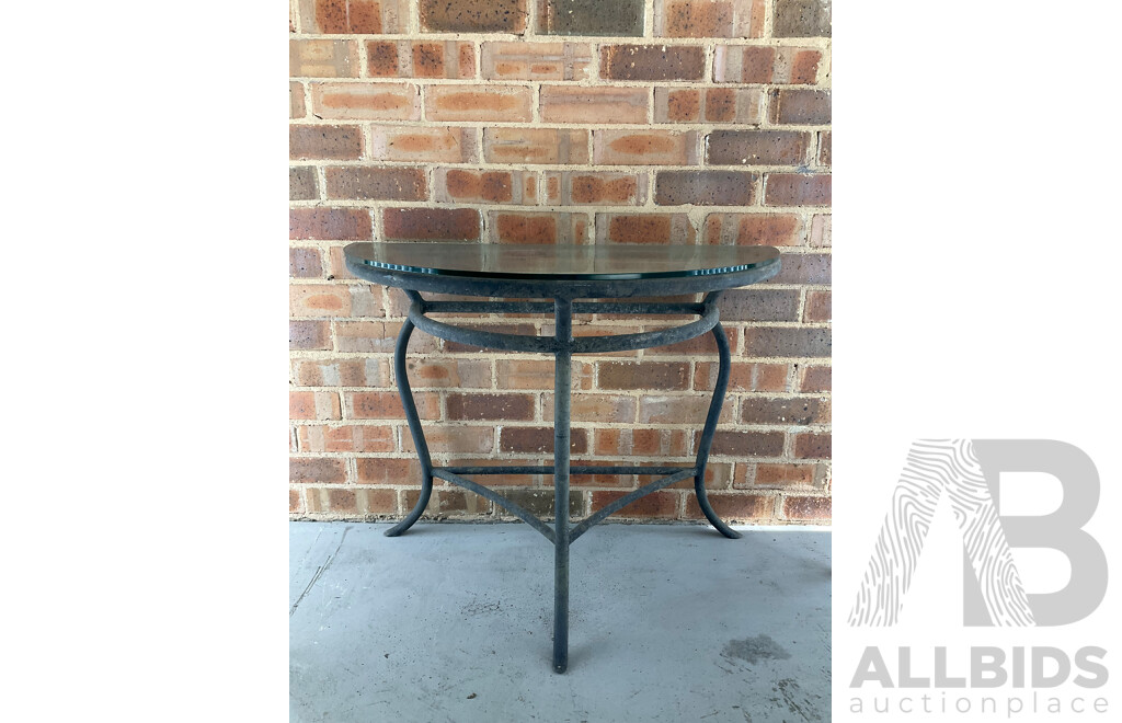 Three Piece Alloy Patio Suite with Glass Top Table