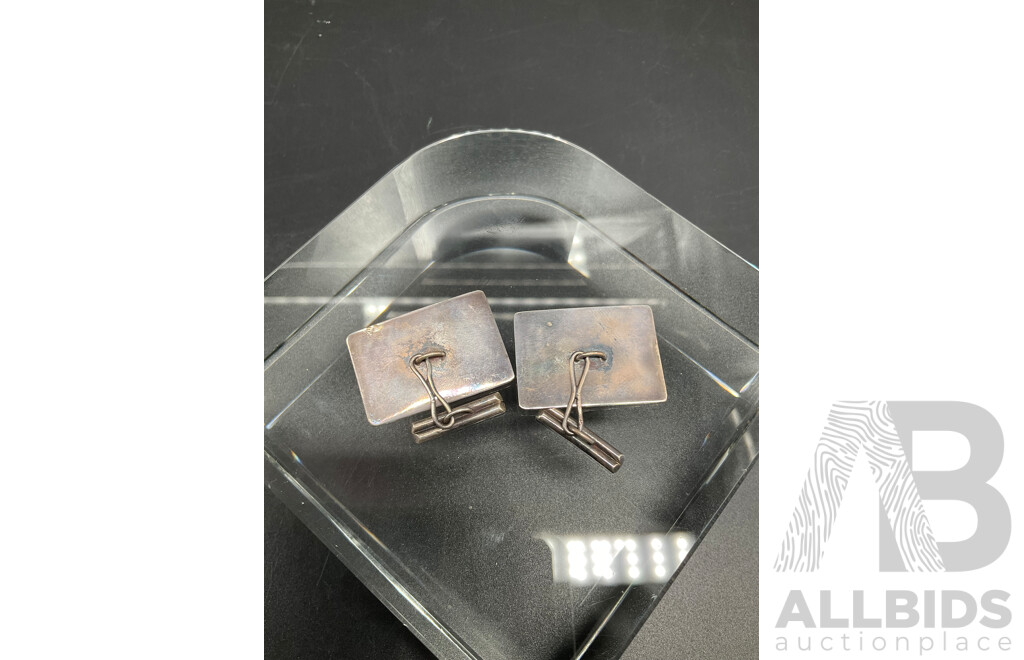 Vintage Mexican Silver Modernist Bracelet and Cuff Links