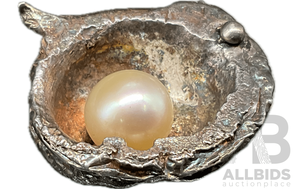 Sterling Silver and Pearl Shell Brooch
