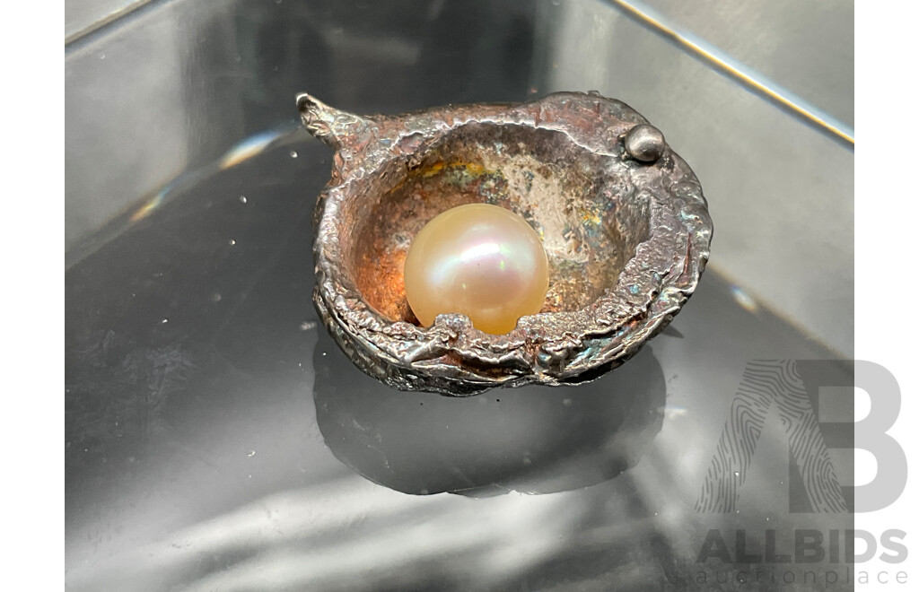 Sterling Silver and Pearl Shell Brooch