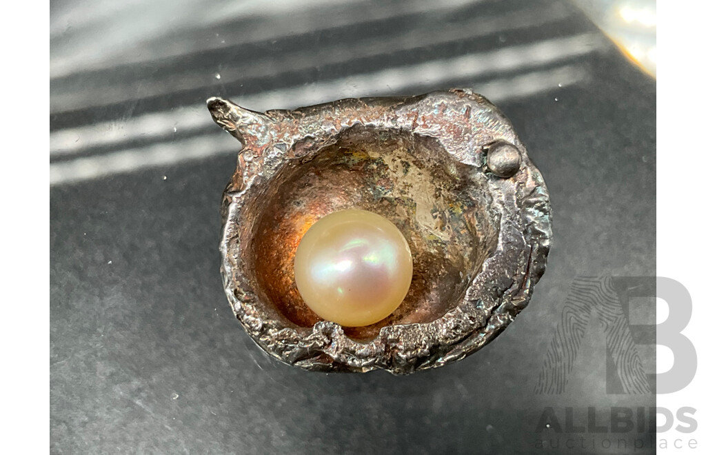 Sterling Silver and Pearl Shell Brooch