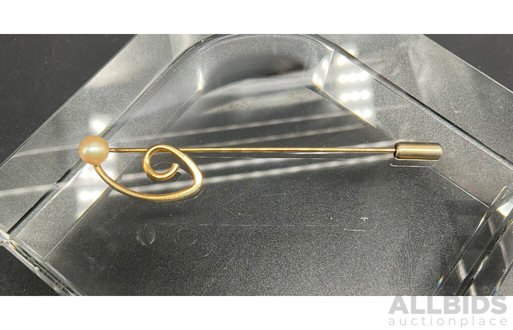 9ct Gold Necklace with 1960's Braniff Airlines Gilt Sterling Necklace Pendant for Stewardess, Vintage Poodle Brooch, Nugget Stud Earring and Others - Lot of 8