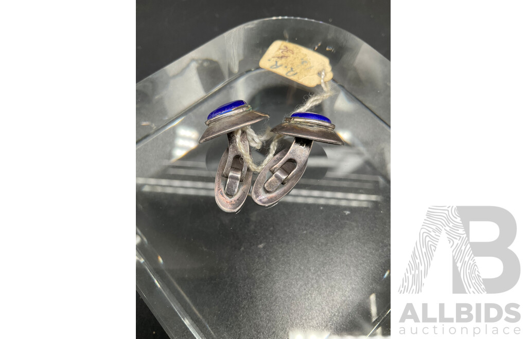 Argentium Silver Cufflinks with Blue Stone