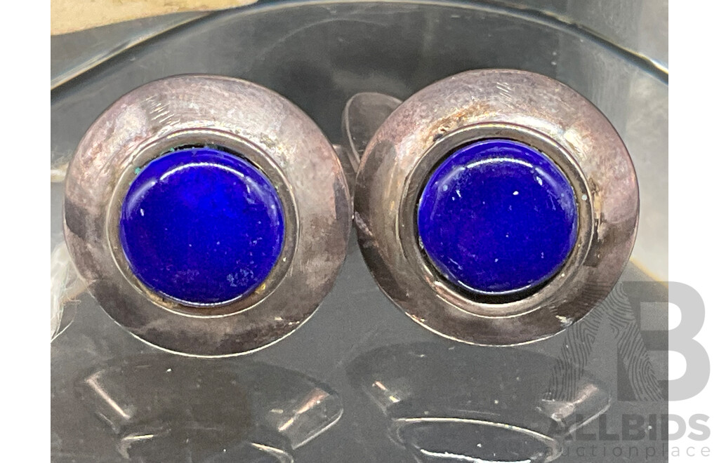Argentium Silver Cufflinks with Blue Stone