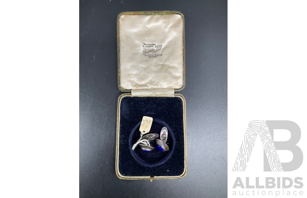 Argentium Silver Cufflinks with Blue Stone