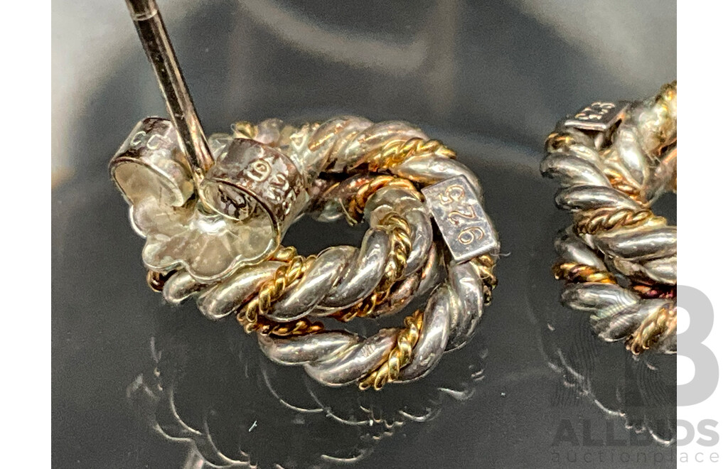 Tiffany & Co. Sterling Silver and 18ct Gold Knot Stud Earings
