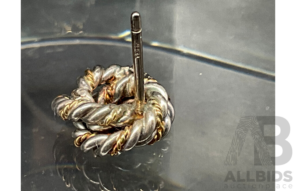 Tiffany & Co. Sterling Silver and 18ct Gold Knot Stud Earings