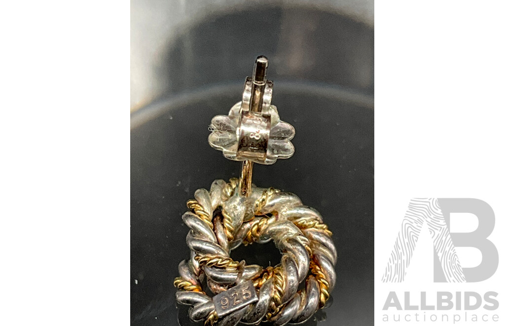 Tiffany & Co. Sterling Silver and 18ct Gold Knot Stud Earings