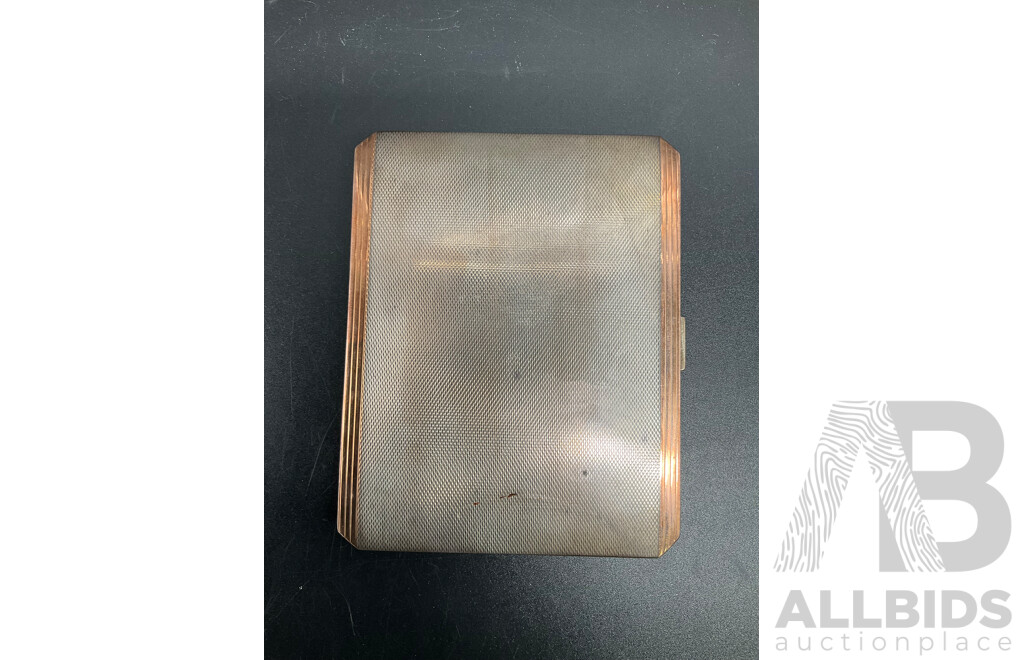 Art Deco Sterling Silver and Rose Gold Cigarette Case - William Neale & Sons, Birmingham 1938