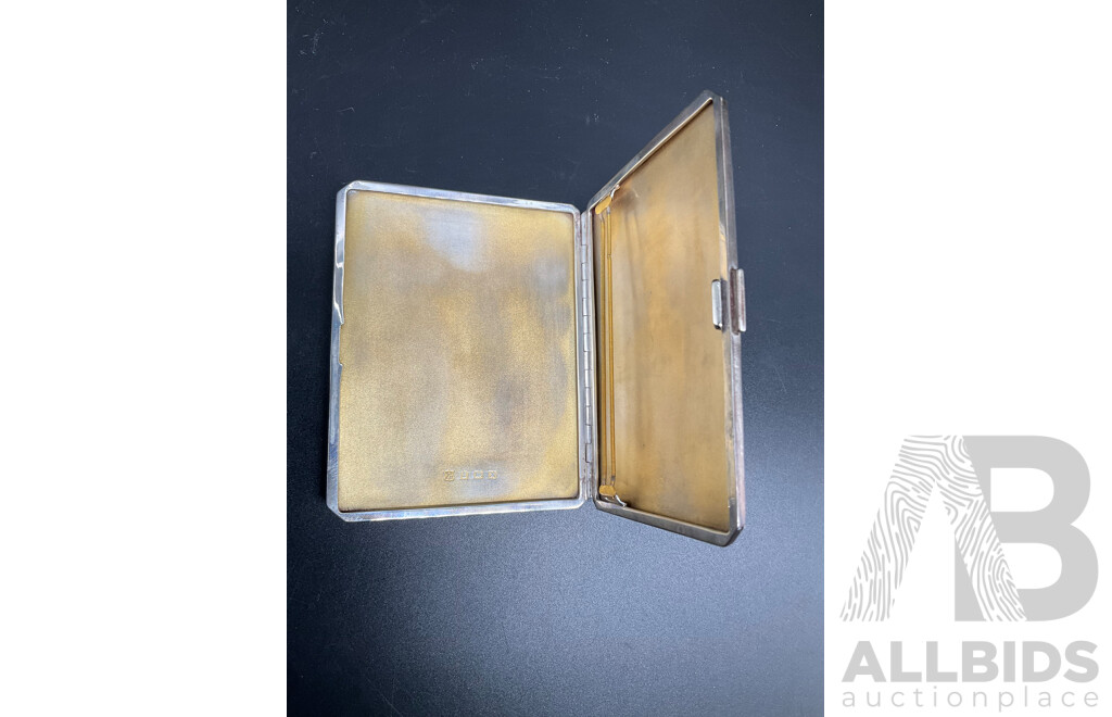 Art Deco Sterling Silver and Rose Gold Cigarette Case - William Neale & Sons, Birmingham 1938