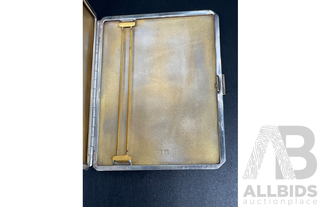 Art Deco Sterling Silver and Rose Gold Cigarette Case - William Neale & Sons, Birmingham 1938