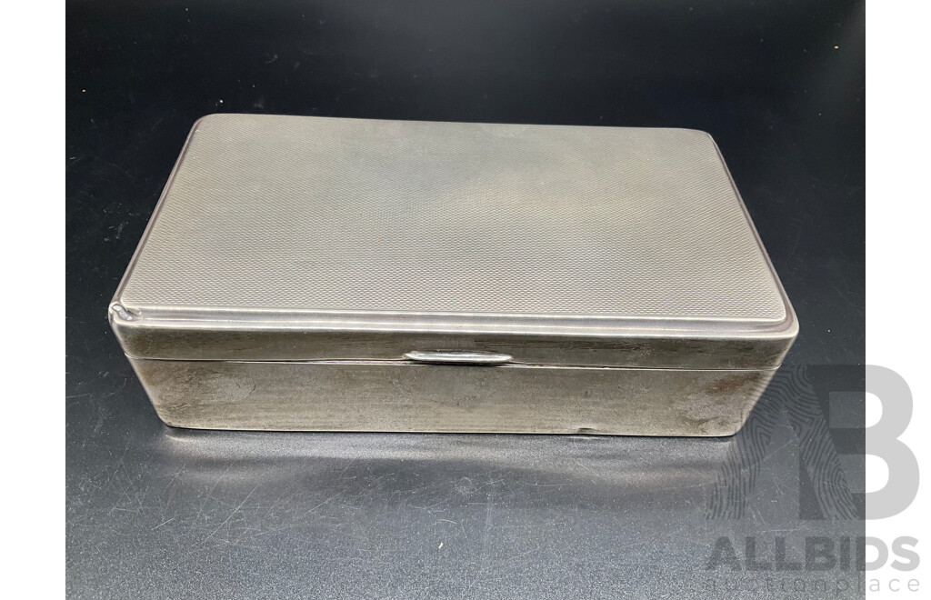 English Art Deco Sterling Silver Cedar Lined Cigarette Box - HARDY BROTHERS, Birmingham 1936