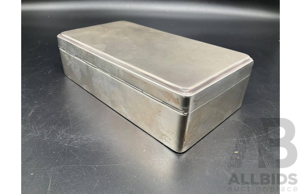 English Art Deco Sterling Silver Cedar Lined Cigarette Box - HARDY BROTHERS, Birmingham 1936