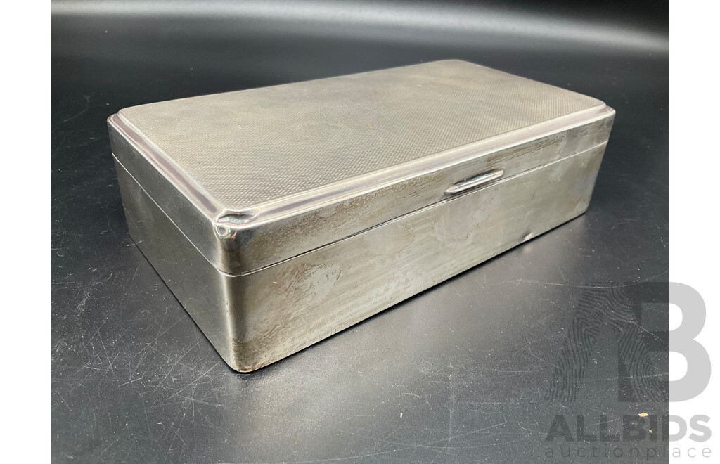 English Art Deco Sterling Silver Cedar Lined Cigarette Box - HARDY BROTHERS, Birmingham 1936