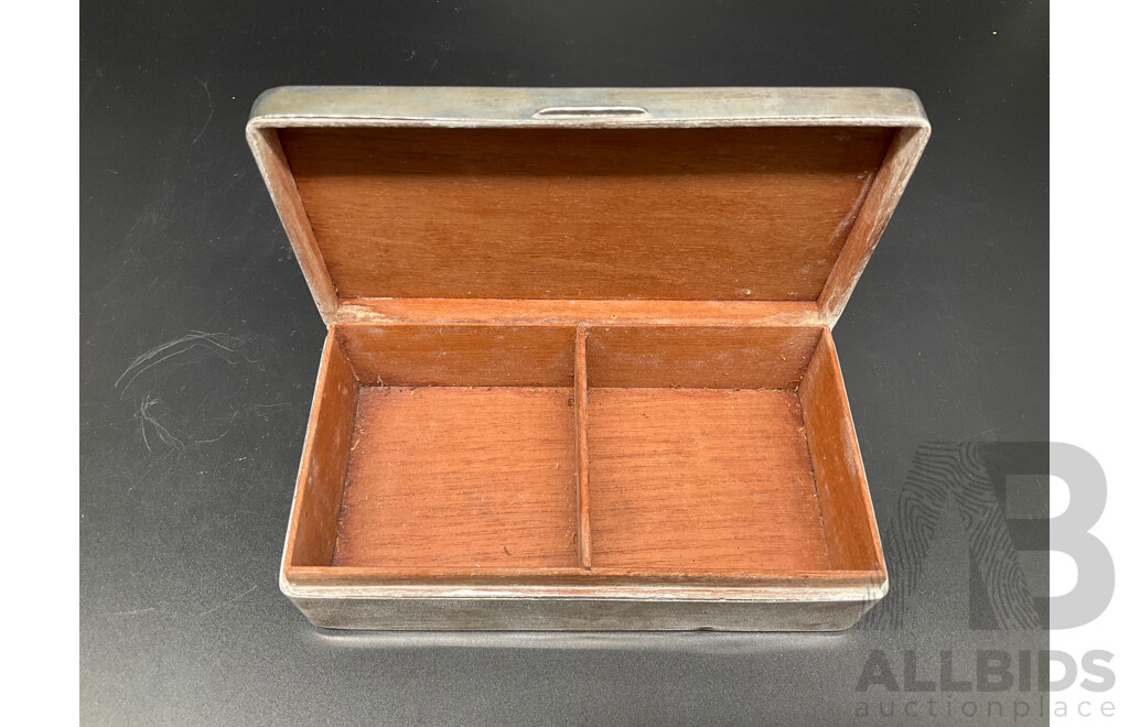 English Art Deco Sterling Silver Cedar Lined Cigarette Box - HARDY BROTHERS, Birmingham 1936