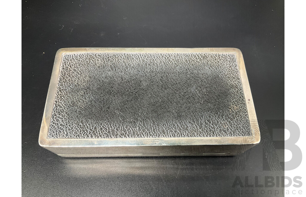 English Art Deco Sterling Silver Cedar Lined Cigarette Box - HARDY BROTHERS, Birmingham 1936