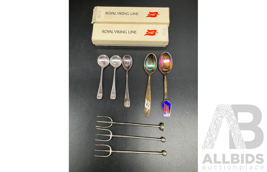 Collecton of ROYAL VIKING LINE Sterling Silver Teaspoons and Others