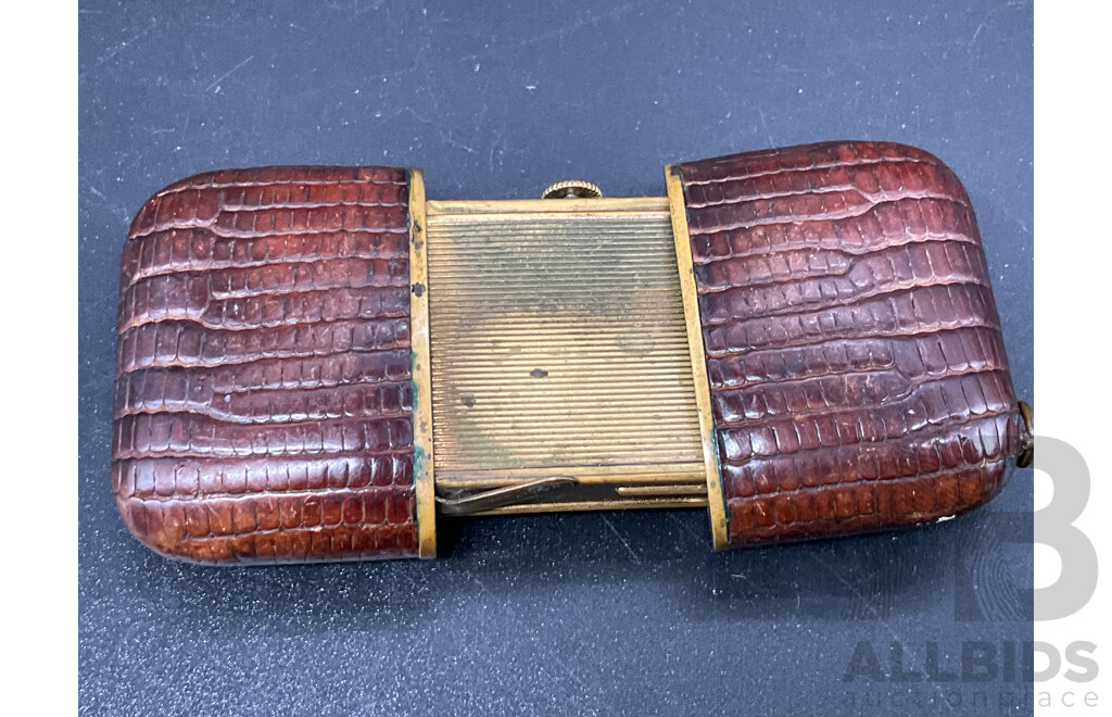 1950's ENDURA 17 Jewel Convertible Brown Skin Slide Style Purse Watch