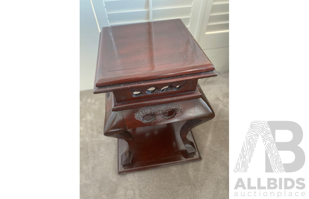 Chinese Rosewood Jardiniere Stand, John Duffecy Stool and Another