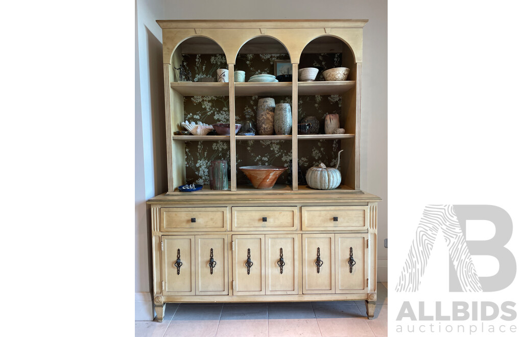 French Provincial Style Limed Three Drawer Display Cabinet - Kroehler, USA