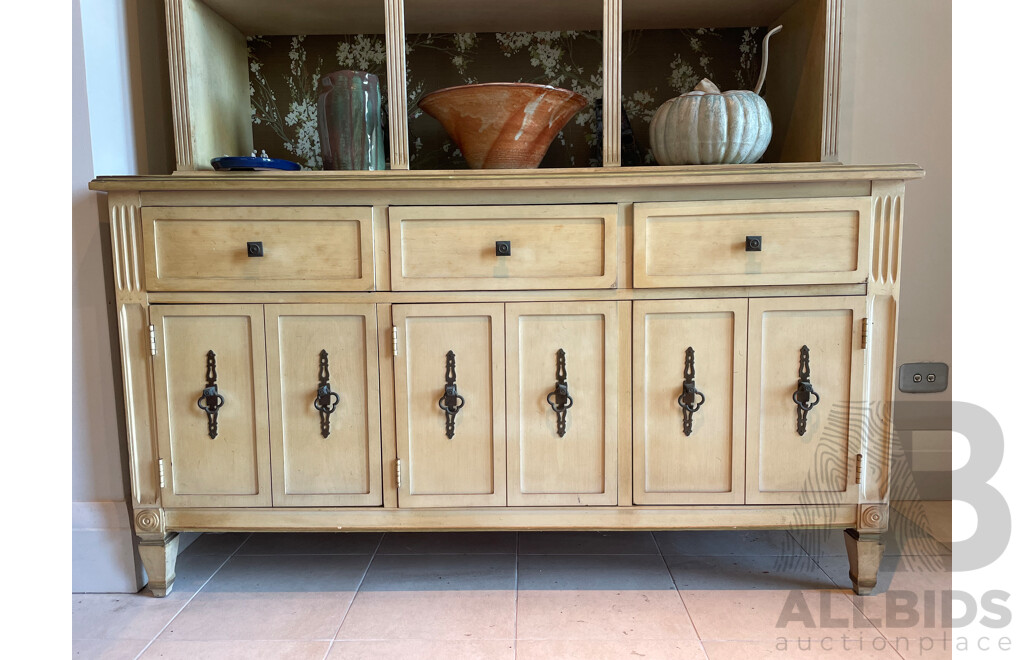 French Provincial Style Limed Three Drawer Display Cabinet - Kroehler, USA
