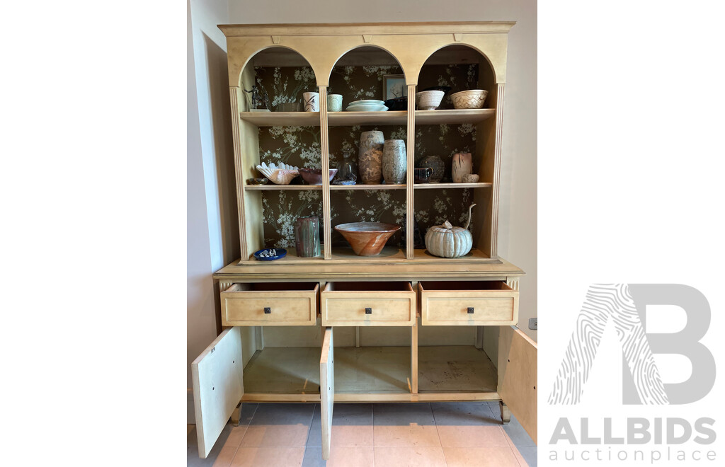French Provincial Style Limed Three Drawer Display Cabinet - Kroehler, USA