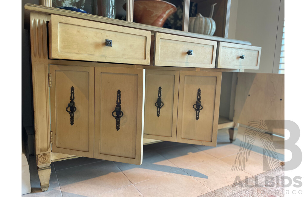 French Provincial Style Limed Three Drawer Display Cabinet - Kroehler, USA