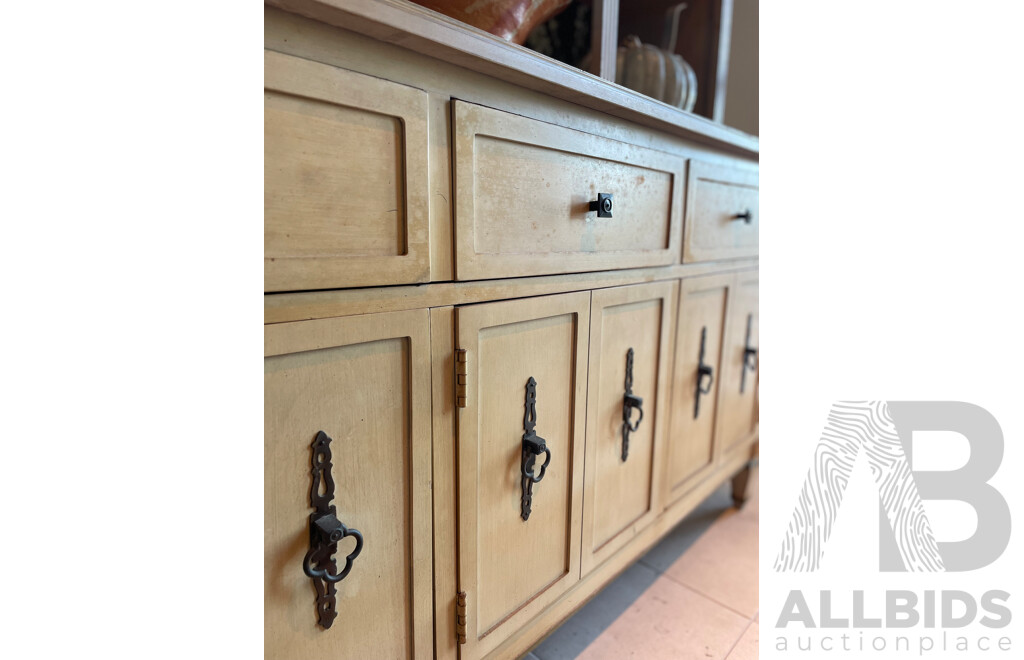 French Provincial Style Limed Three Drawer Display Cabinet - Kroehler, USA