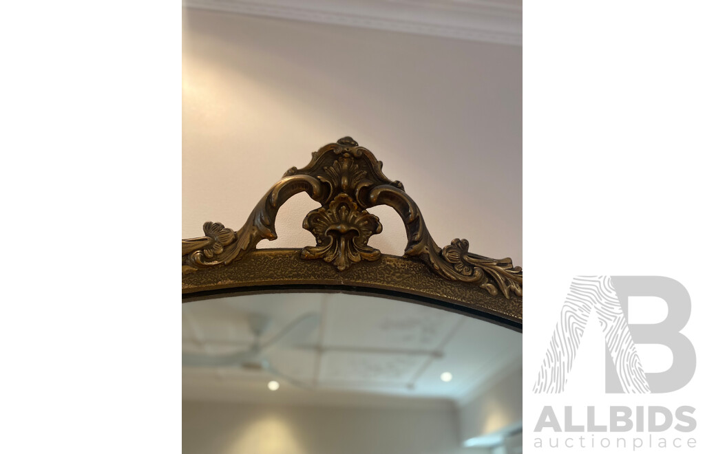 Oversized Gilt Framed Circular Mirror with Wreath Surmount