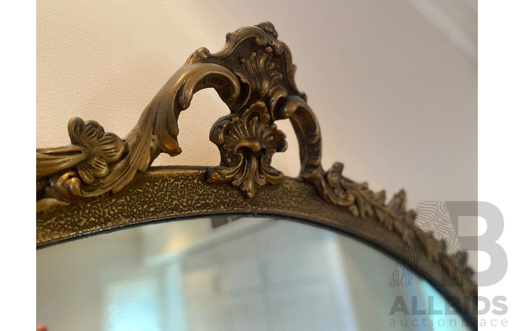 Oversized Gilt Framed Circular Mirror with Wreath Surmount