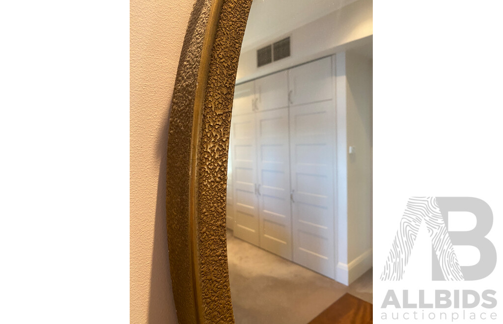 Oversized Gilt Framed Circular Mirror with Wreath Surmount