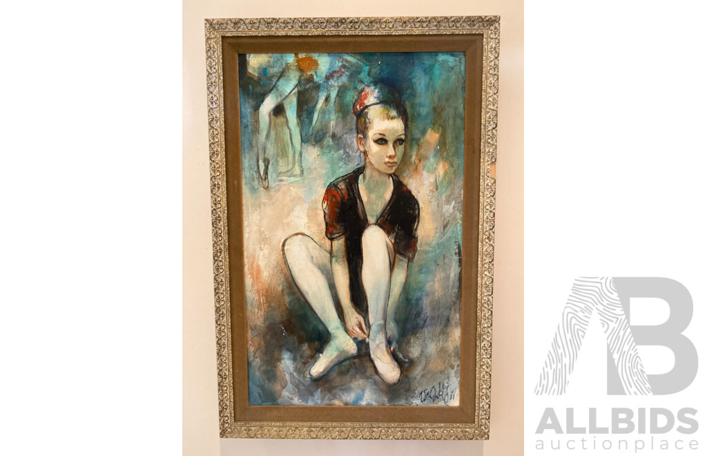 Jean Baptiste (Johny) Valadie (1933- )  Les Chaussons Blancs, Mid 20th Century, Oil on Canvas, 69 X 46 Cm (frame)