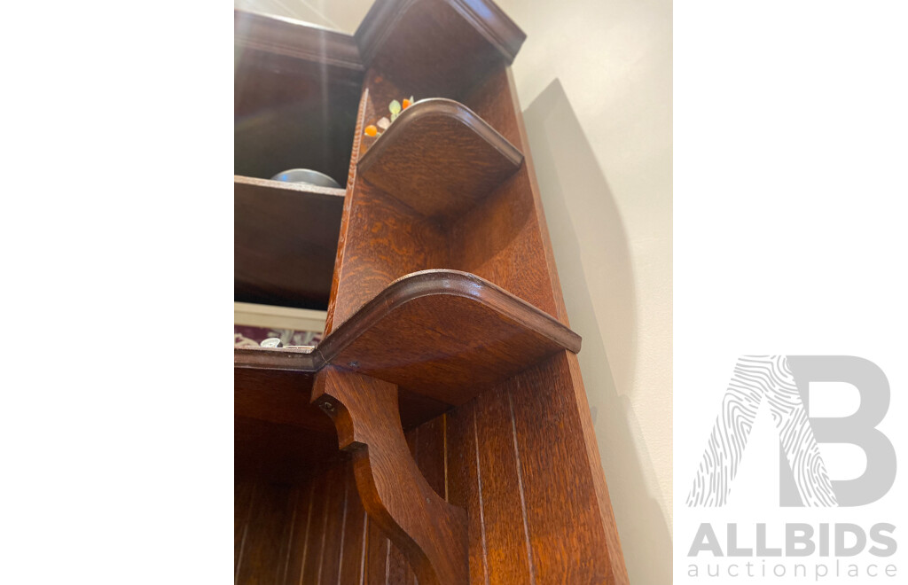 Oak Corner Display Cabinet and Desk