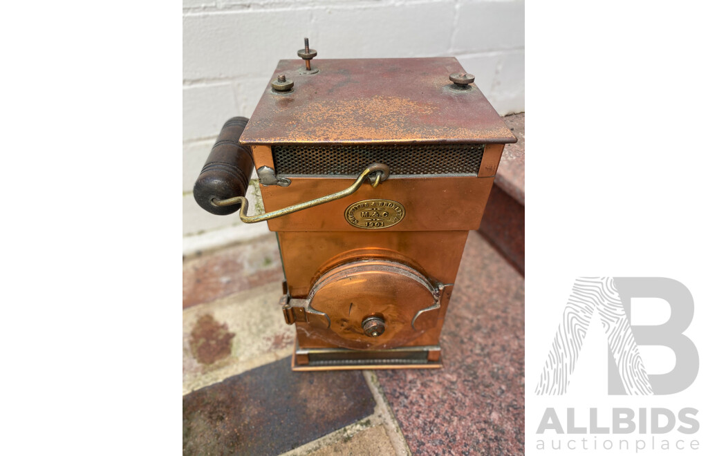 Copper Miner's Lamp - Griffiths & Browett Ltd, 1901