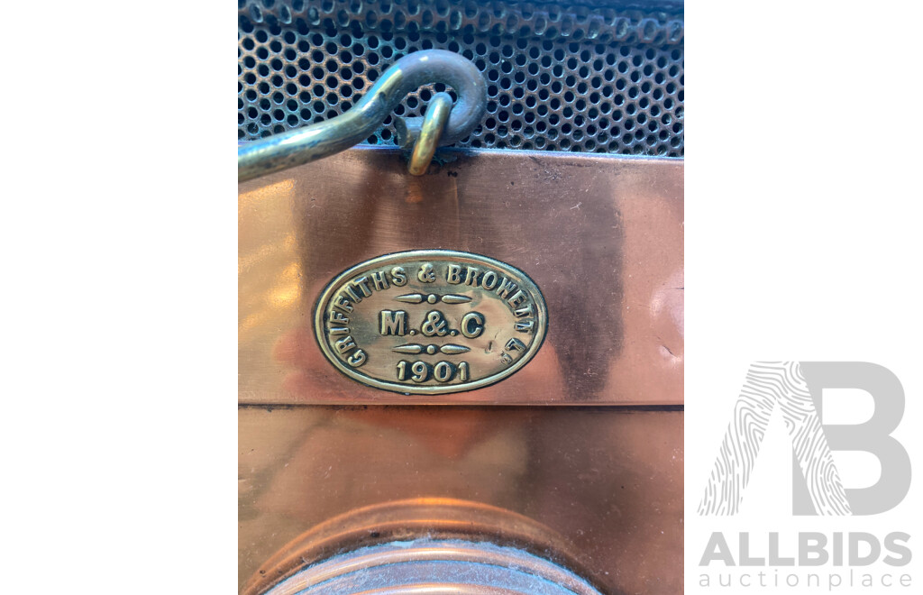 Copper Miner's Lamp - Griffiths & Browett Ltd, 1901