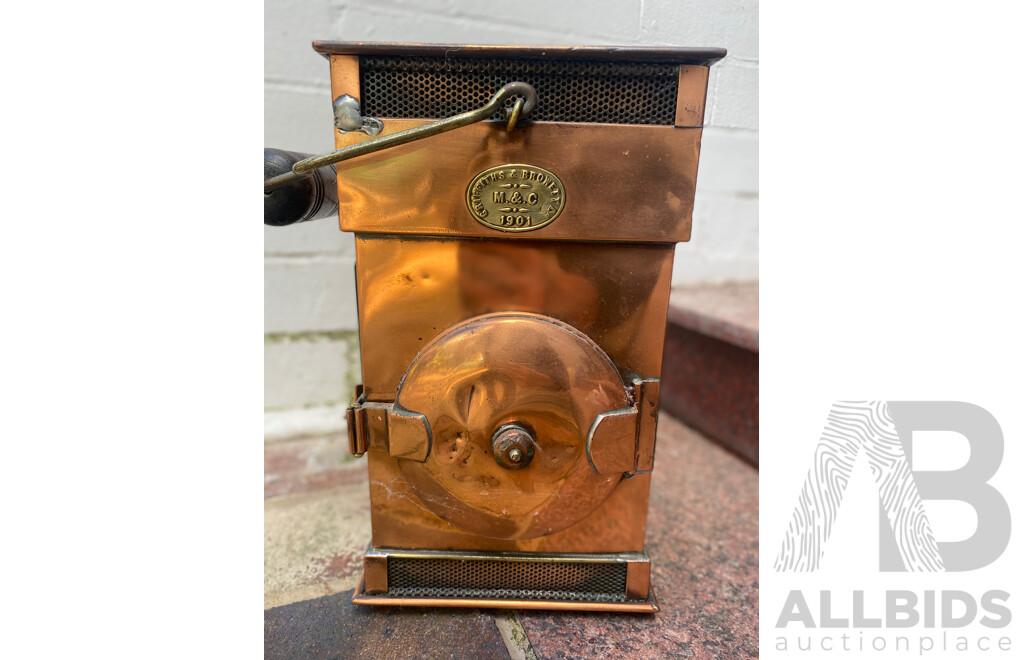 Copper Miner's Lamp - Griffiths & Browett Ltd, 1901
