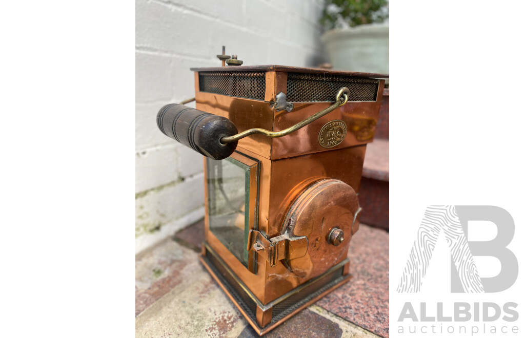 Copper Miner's Lamp - Griffiths & Browett Ltd, 1901