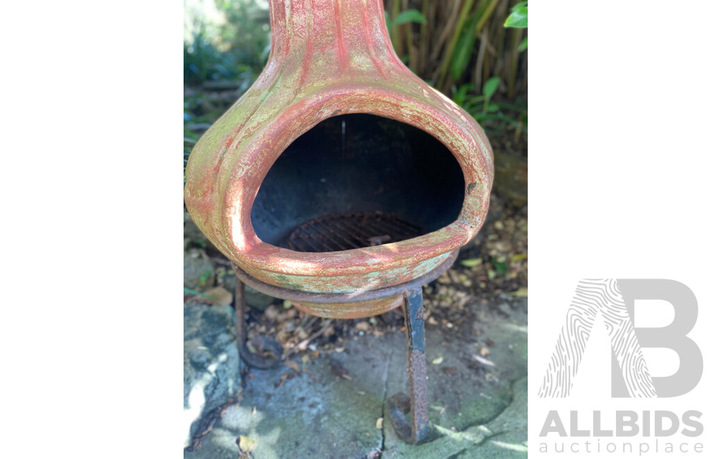 Terracotta Chimnea on Wrought Metal Stand