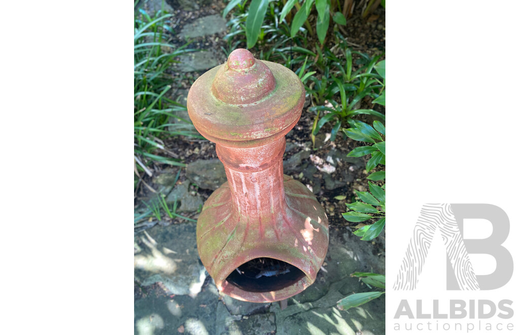 Terracotta Chimnea on Wrought Metal Stand