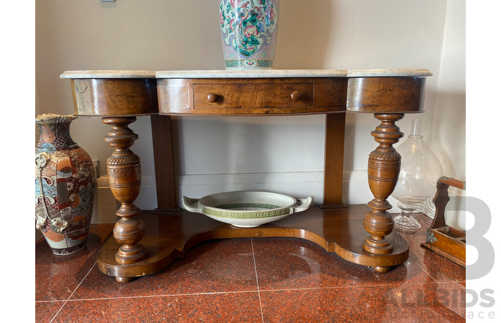 Late 19th Century Marble Topped Walnut Hall Table