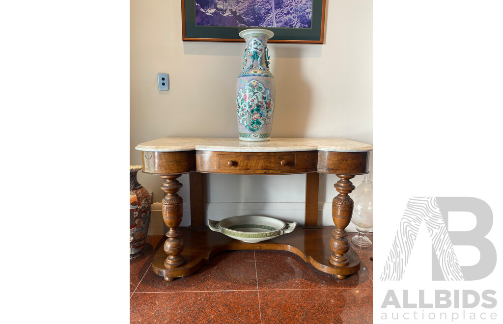 Late 19th Century Marble Topped Walnut Hall Table