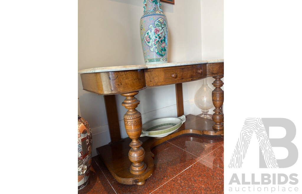 Late 19th Century Marble Topped Walnut Hall Table