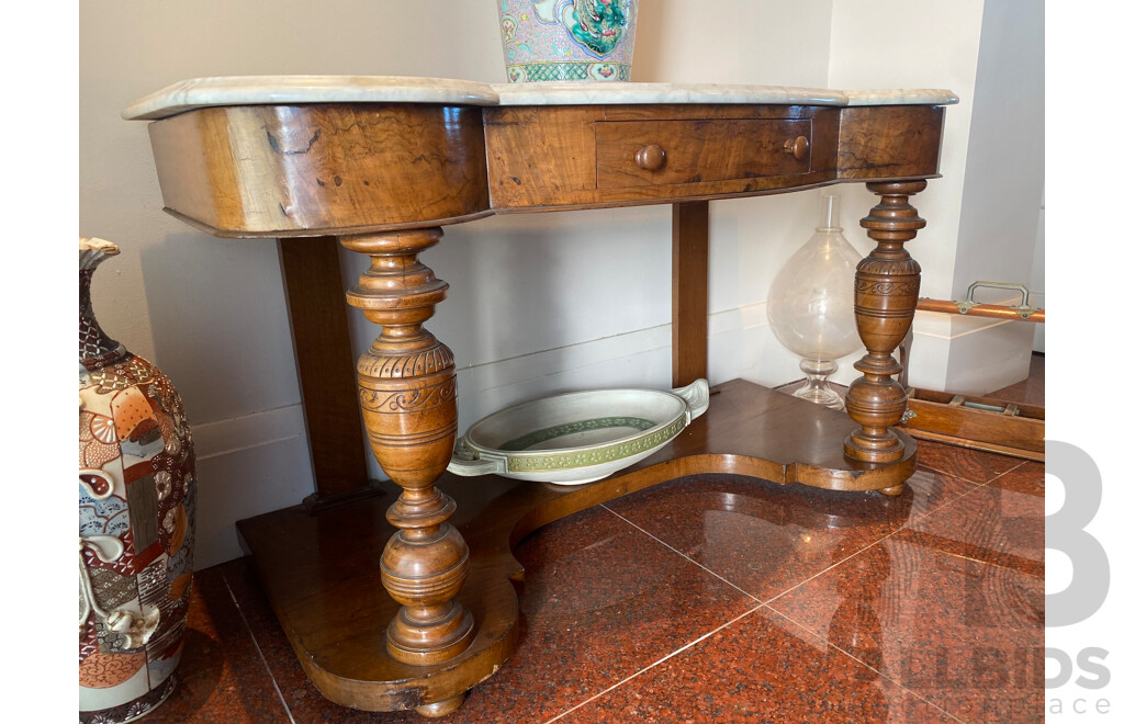 Late 19th Century Marble Topped Walnut Hall Table