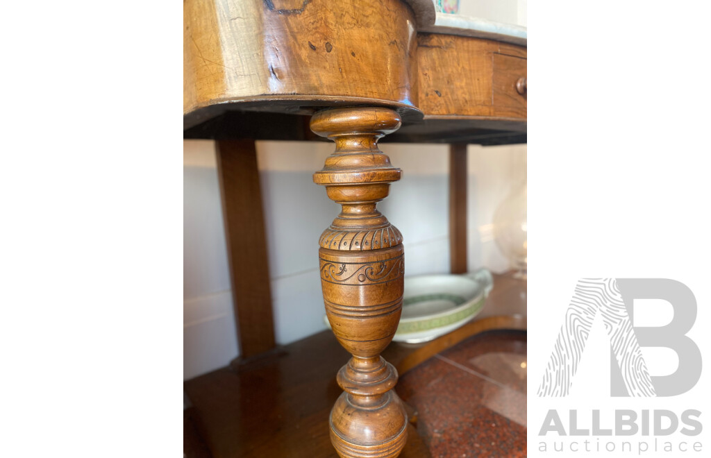 Late 19th Century Marble Topped Walnut Hall Table