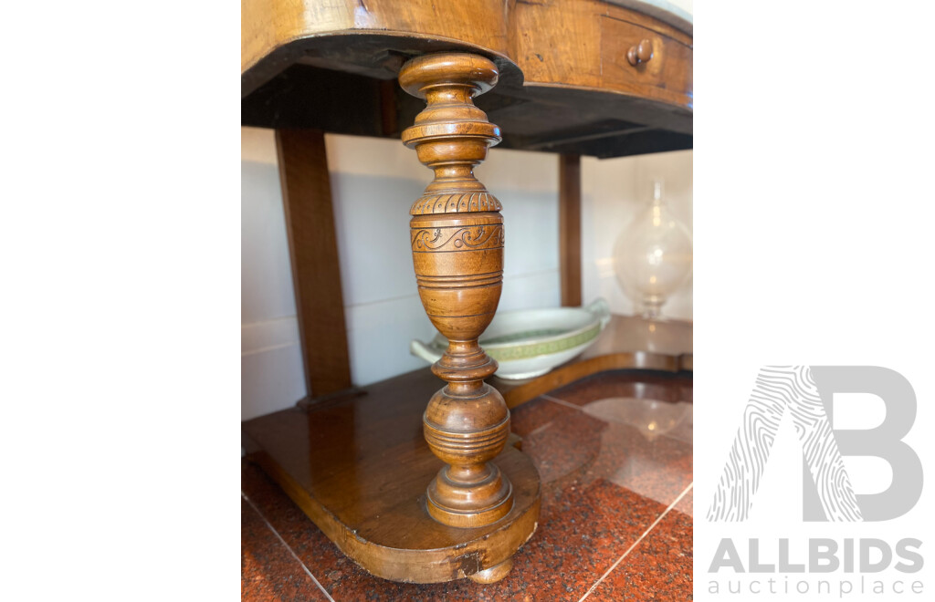 Late 19th Century Marble Topped Walnut Hall Table