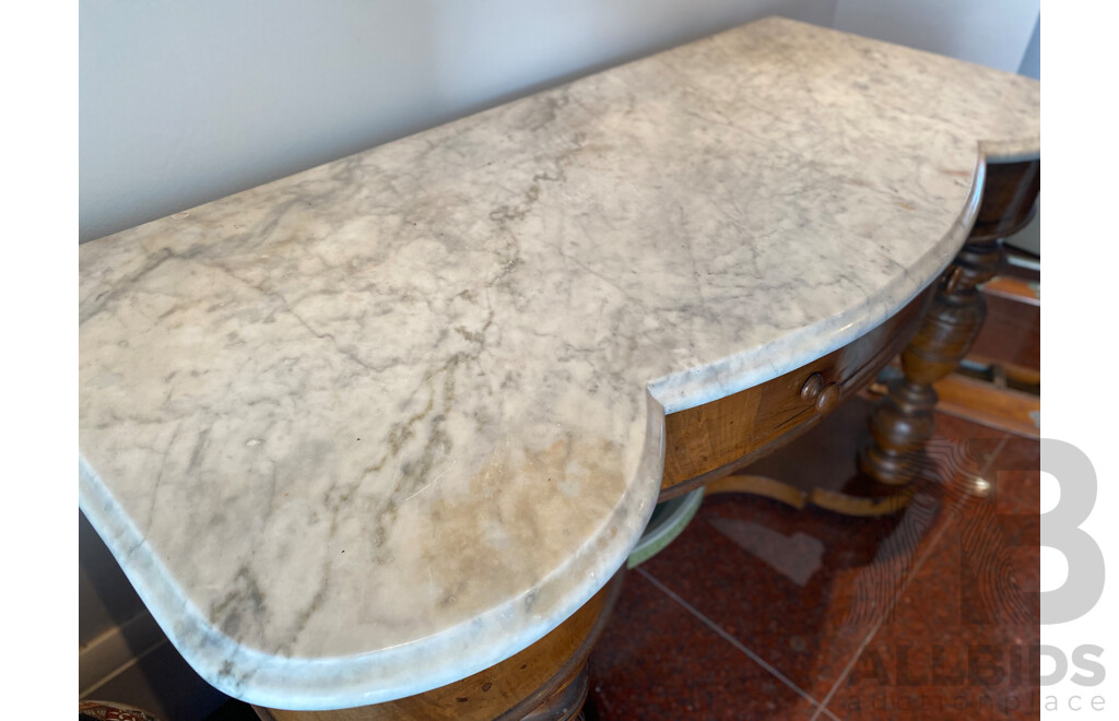 Late 19th Century Marble Topped Walnut Hall Table