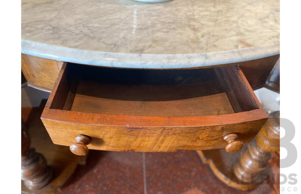 Late 19th Century Marble Topped Walnut Hall Table
