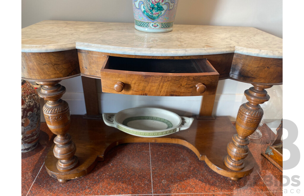 Late 19th Century Marble Topped Walnut Hall Table