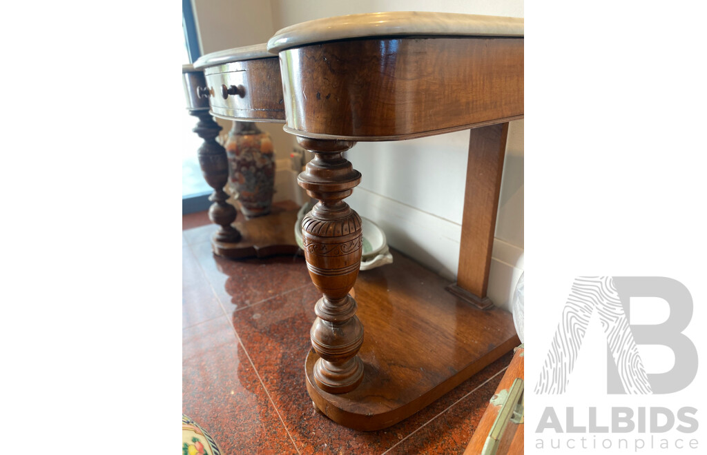 Late 19th Century Marble Topped Walnut Hall Table