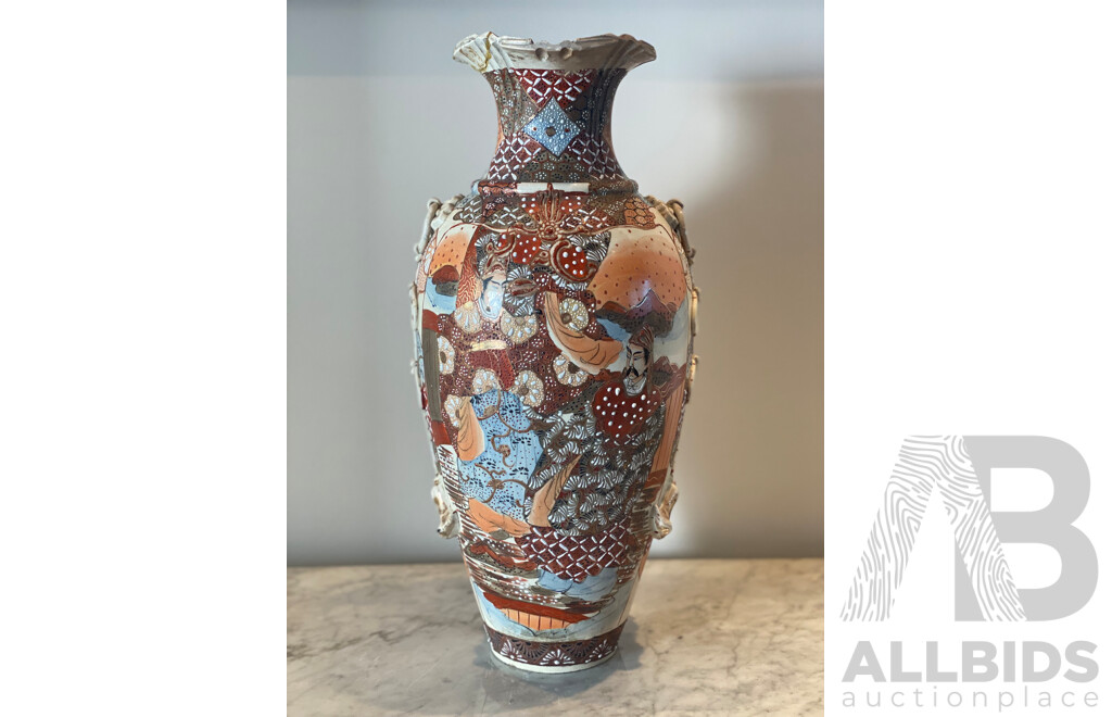 Satsuma Style Vase with Ribbon Applications